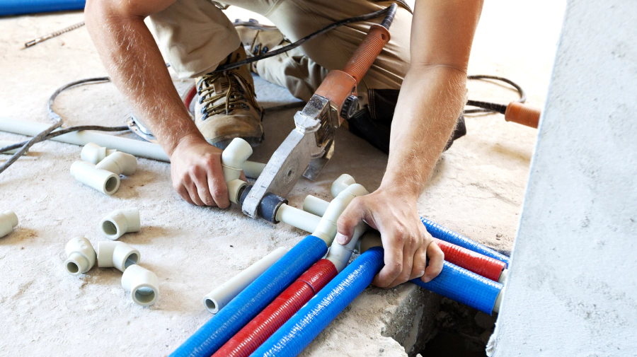 plumber during a water line installation west ashley sc
